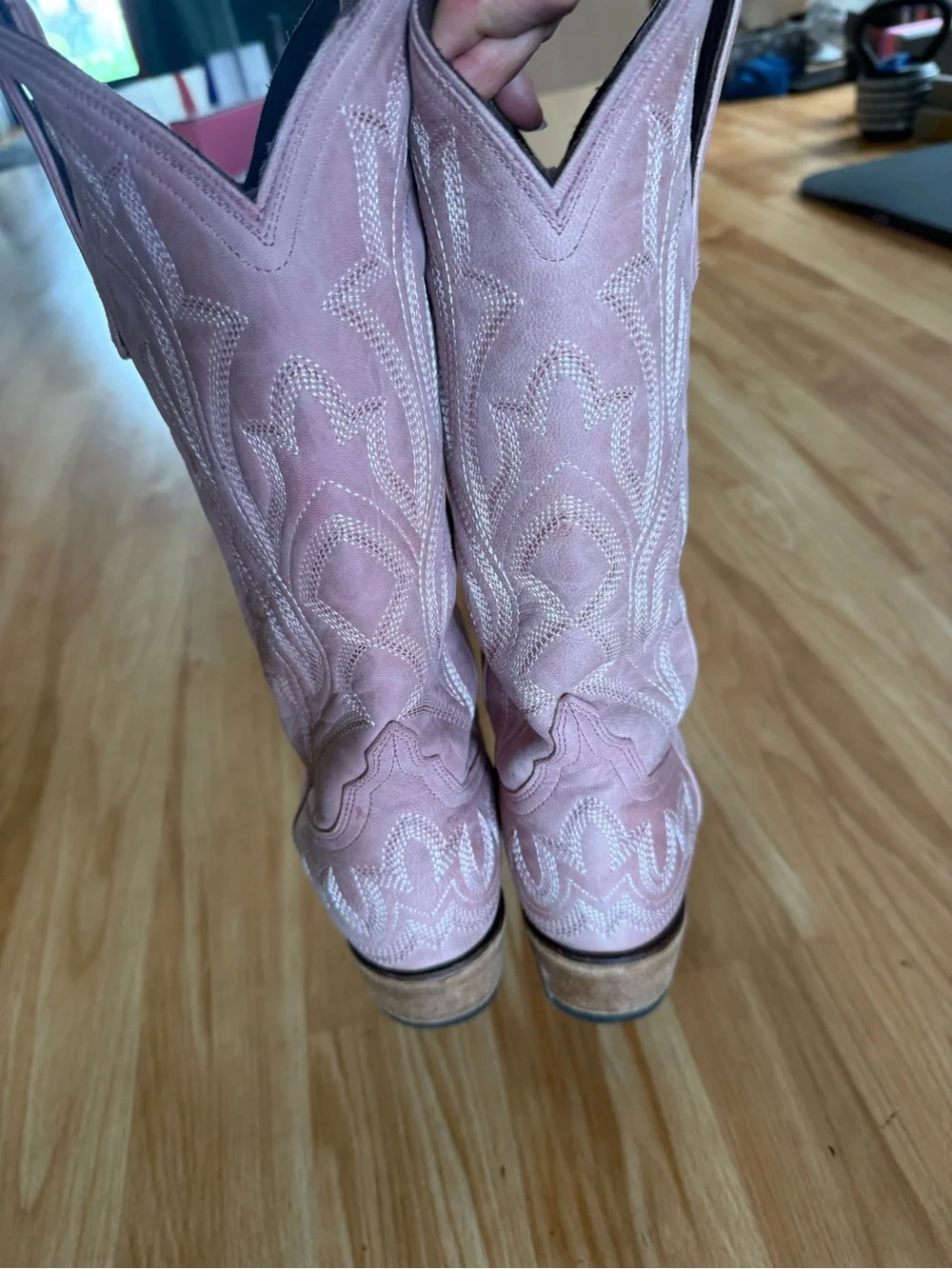 Ladies Lane Saratoga Western Cowboy Cowgirl Boots Snip Square Toe Blush Pink - 9